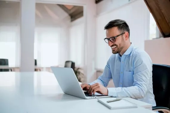 Man working on a computer